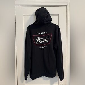 Brixton Men’s Black Hoodie with Red & White Box Logo - Skate Hooded Sweatshirt